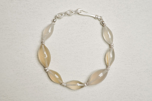 OLIO E ACETO White Agate Silver Silver Splicing Bracelet OA08A01